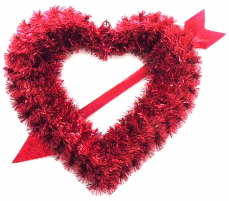 2D Tinsel Valentine's Day Heart With Cupid's Arrow Holiday Decoration 1
