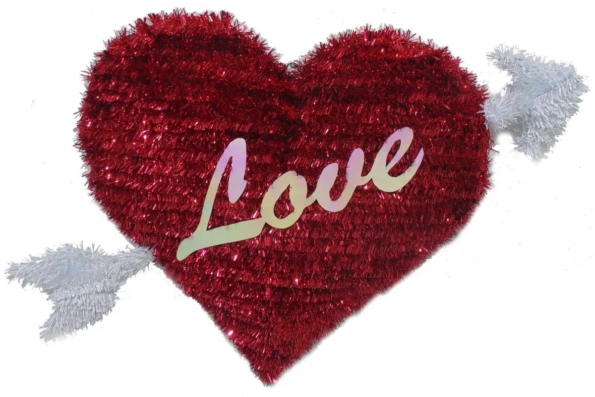Heart-Shaped Tinsel Wreath With Cupid's Arrow Valentine's Day Decoration 1