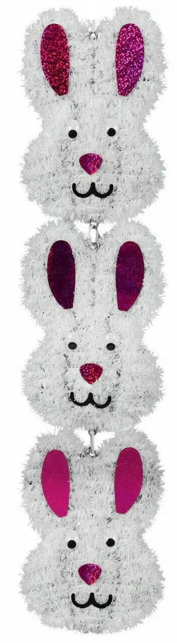 2D Tinsel Easter Bunny Dangler Hanging Decoration 1