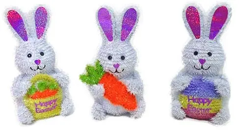 3D Easter Bunny Shimmer Tinsel Tabletop Decoration 1