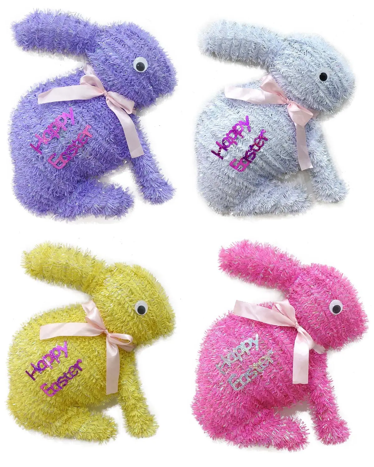 2D Sitting Easter Bunny Tinsel Wreath 1