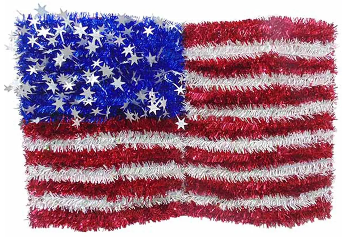 18" Patriotic Tinsel Flag Wall Decoration 1