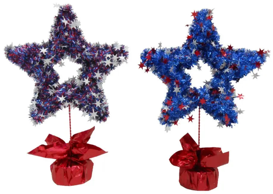 16" Patriotic Tinsel Star Tabletop Decoration 1