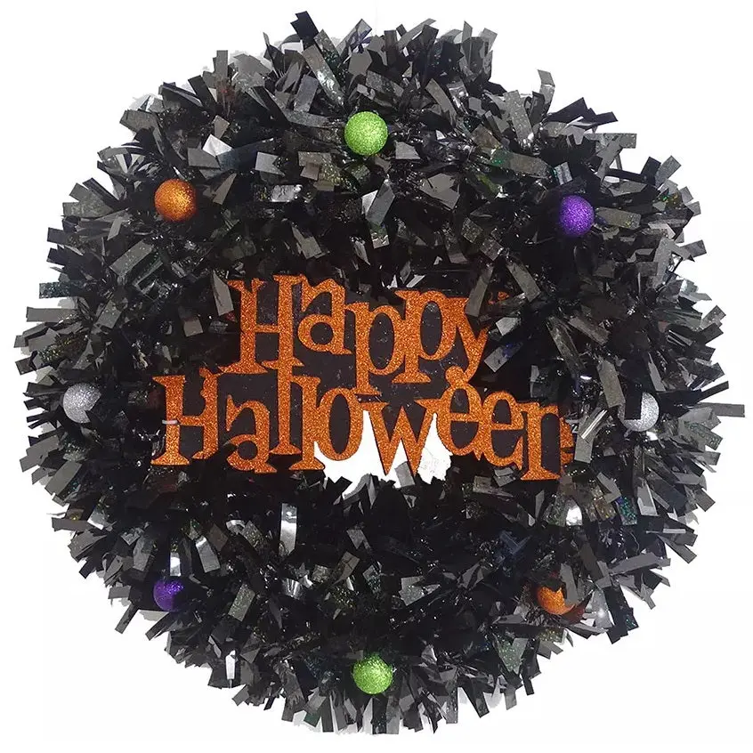 "Happy Halloween" Glitter Wreath 1