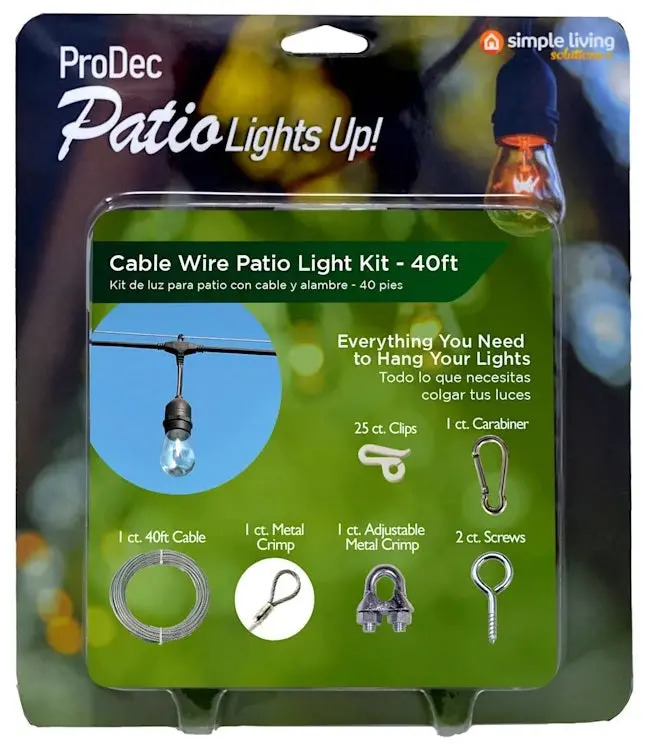 Prodec 40 Ft. Cable Wire Patio Light Kit 1