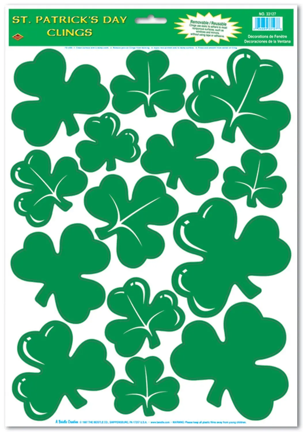 12" X 17" Shamrock Window Clings 1