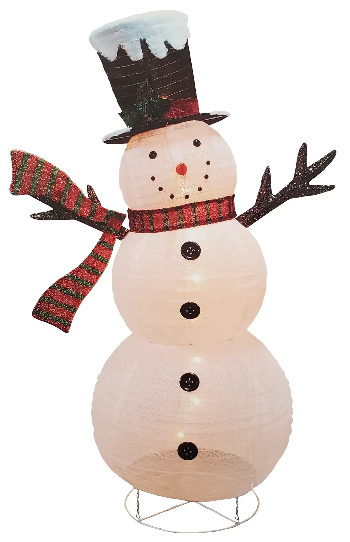 72" Lighted Lantern Snowman With Top Hat Sculpture 1