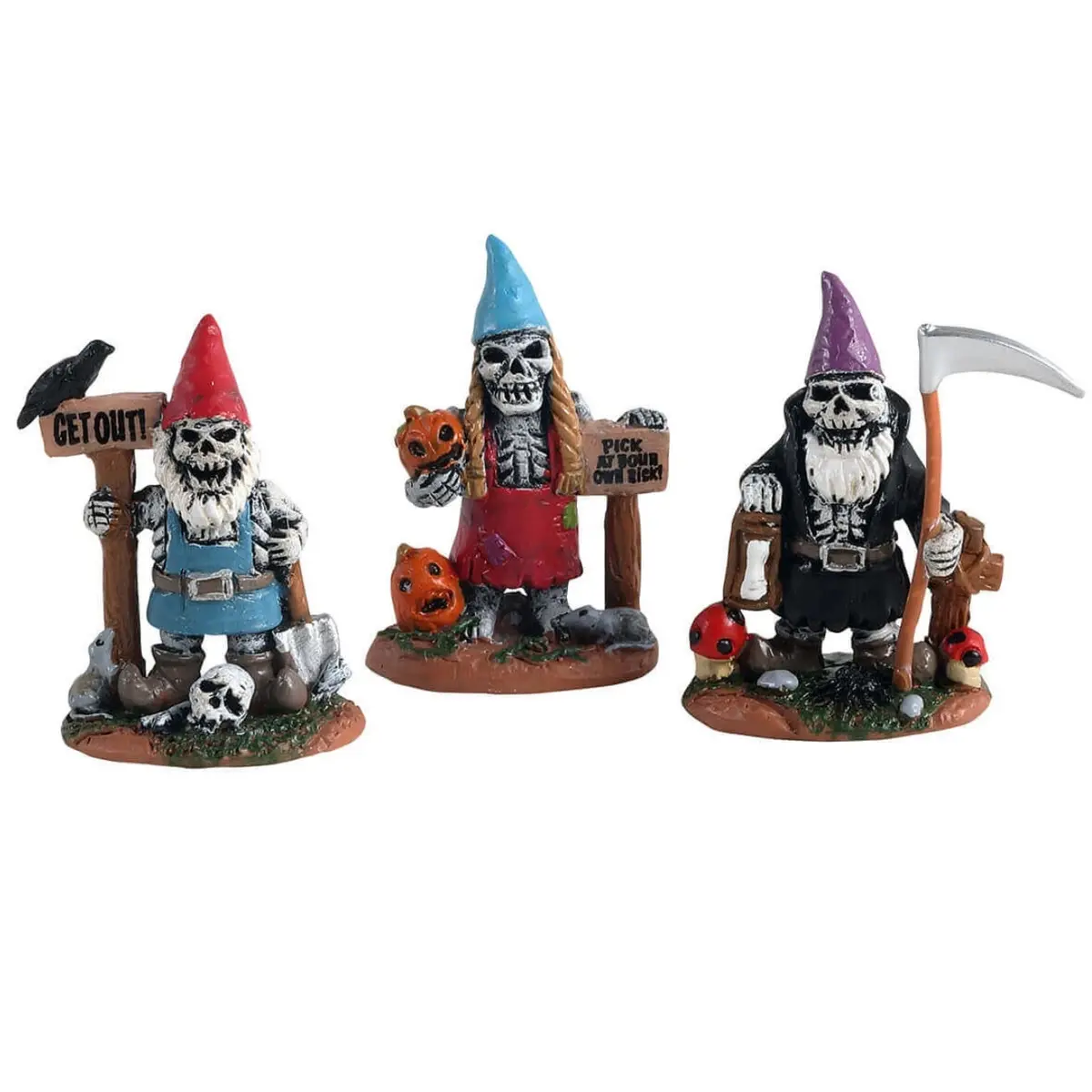 Lemax Spooky Town Skeleton Garden Gnomes, Set Of 3 #14832 1