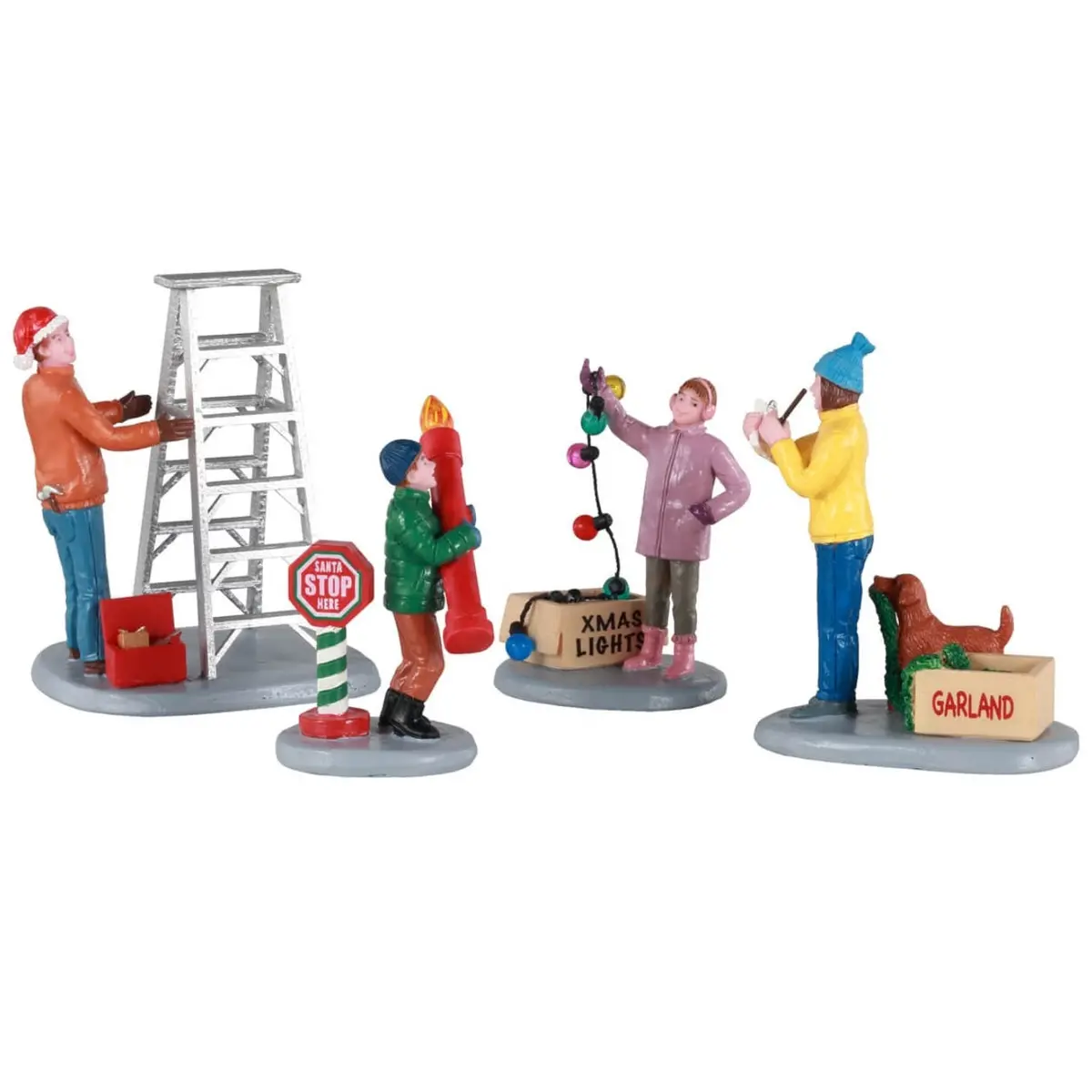 Lemax Vail Village Figurines: Getting Ready To Decorate, Set Of 4 #12030 1