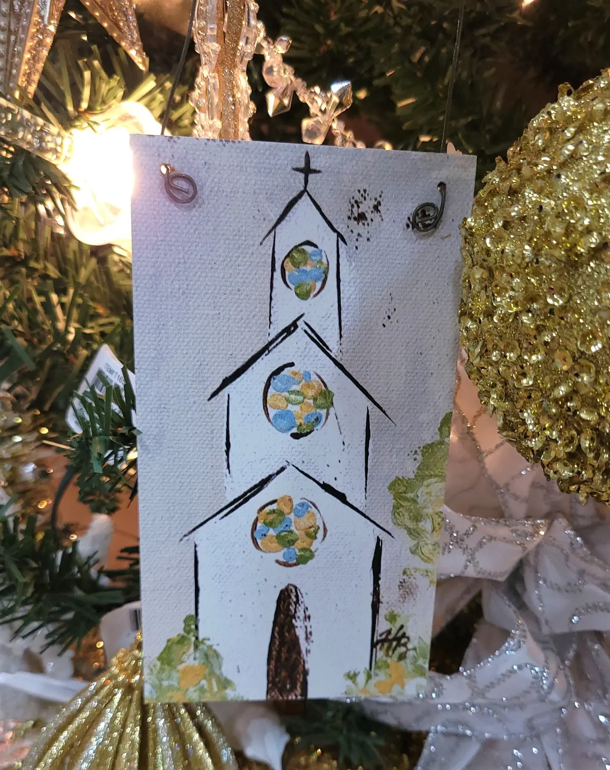 6" Painted Church Ornament 2