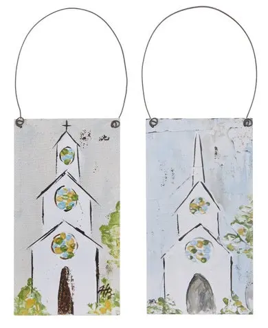 6" Painted Church Ornament 1