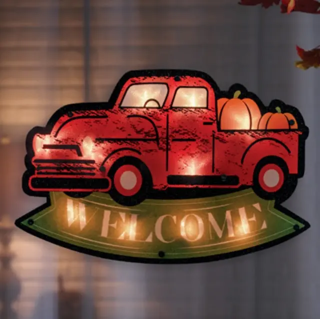 Shimmer "Welcome" Truck Fall Window Silhouette 1