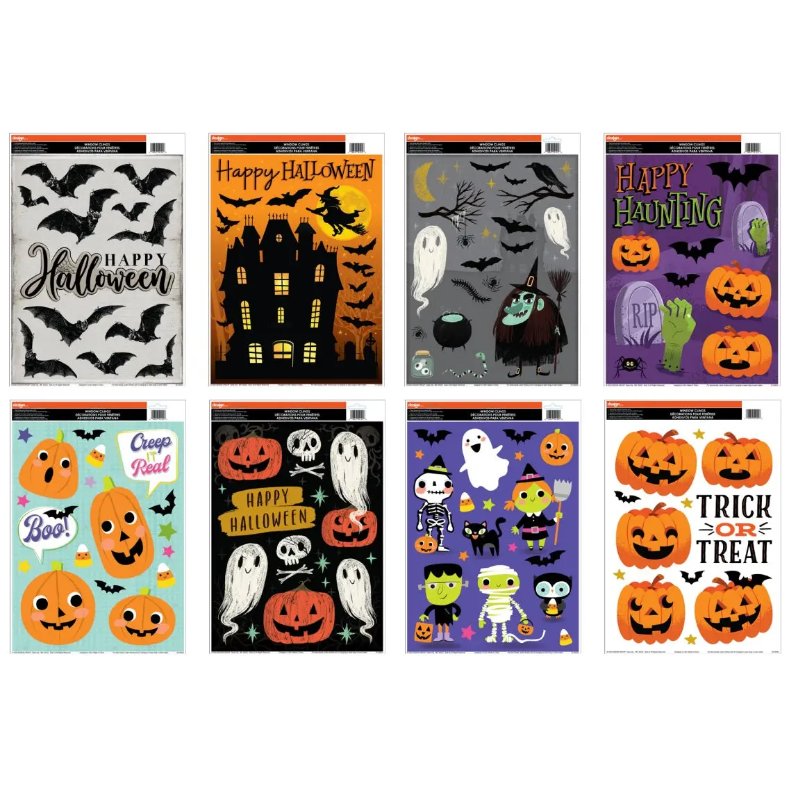 12" X 17" Classic Halloween Gel Window Clings Assortment 1
