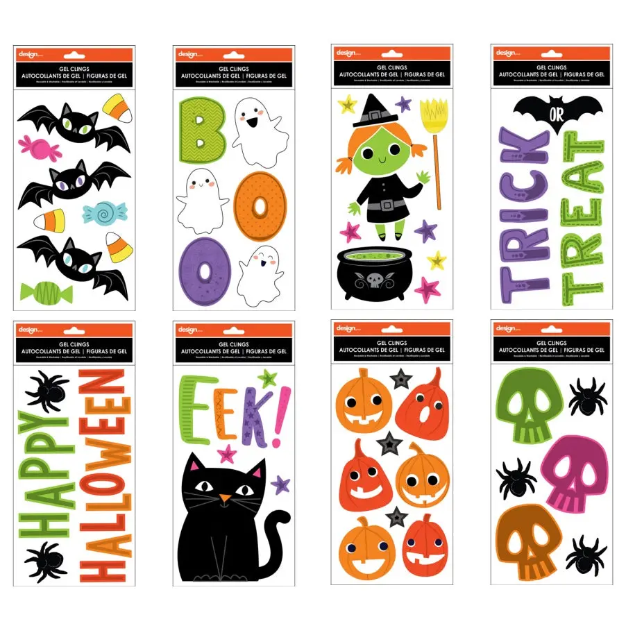 5.5" X 12" Halloween Gel Window Clings Assortment 1