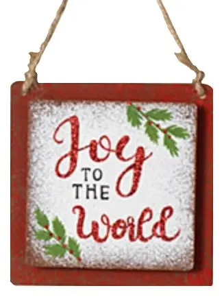 6.69" Antique Square Holiday Message Ornaments 2