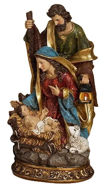 11" Nativity Manger Scene Resin Decorative Accent 1