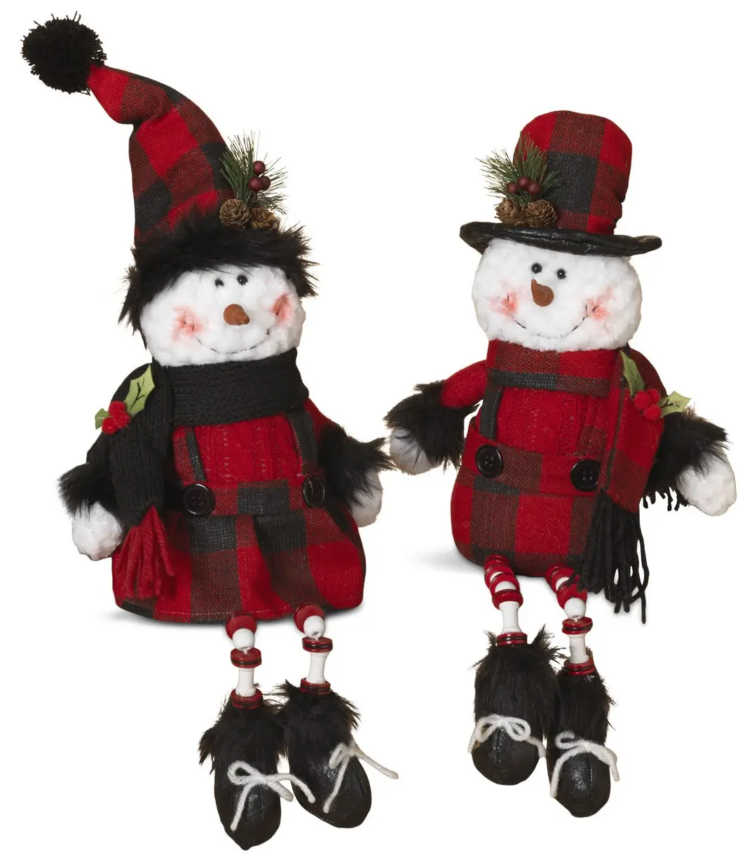 15" Buffalo Plaid Plush Snowman Shelf Sitter 1