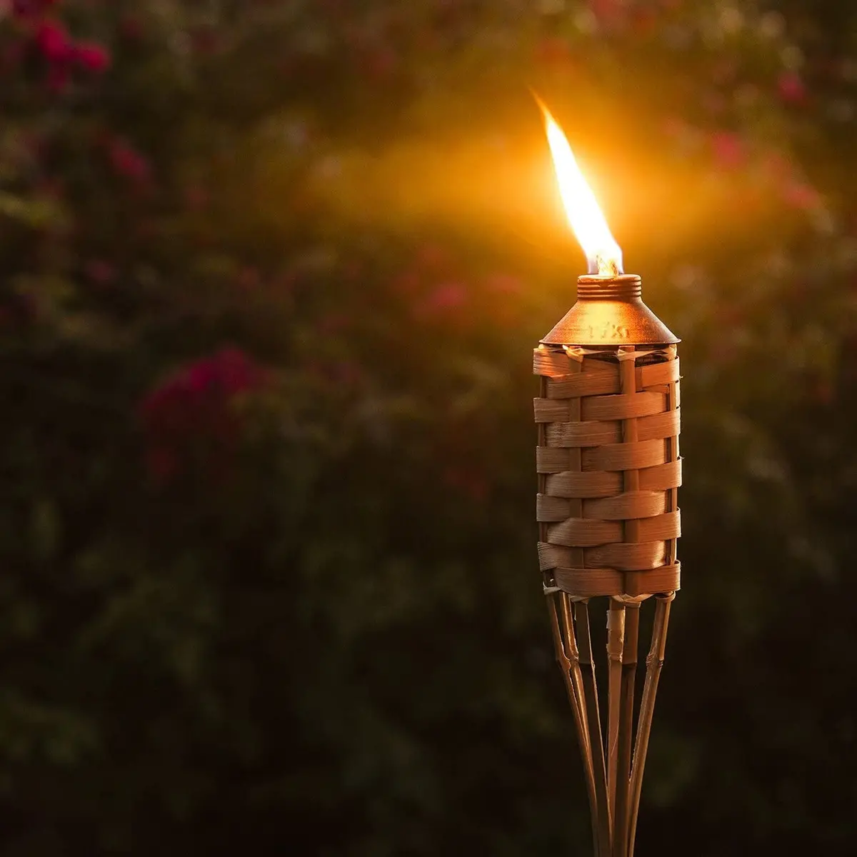 57" Weather-Resistant Coated Natural Bamboo Tiki® Torch 1