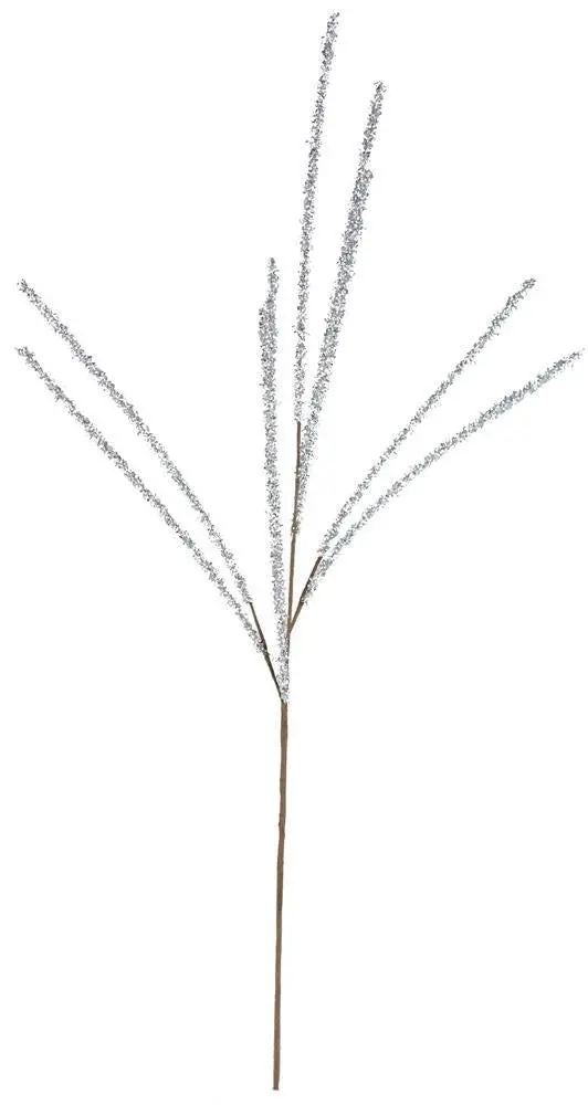 35" Silver Foil Glittered Twig Pick Spray 1