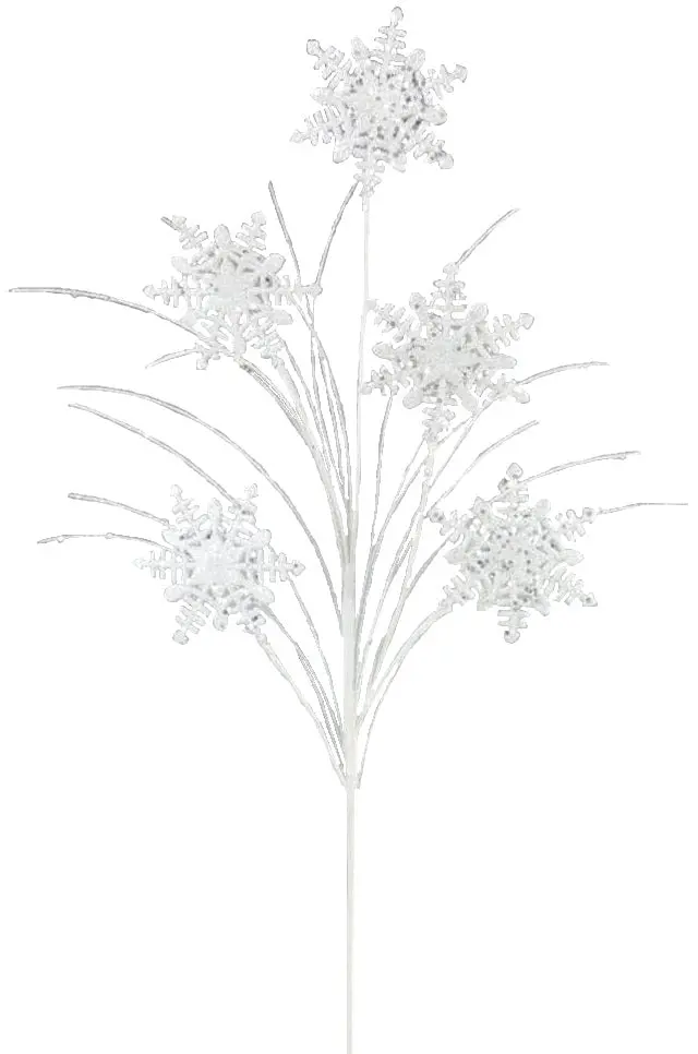 29" White Glitter Snowflake Spray 1