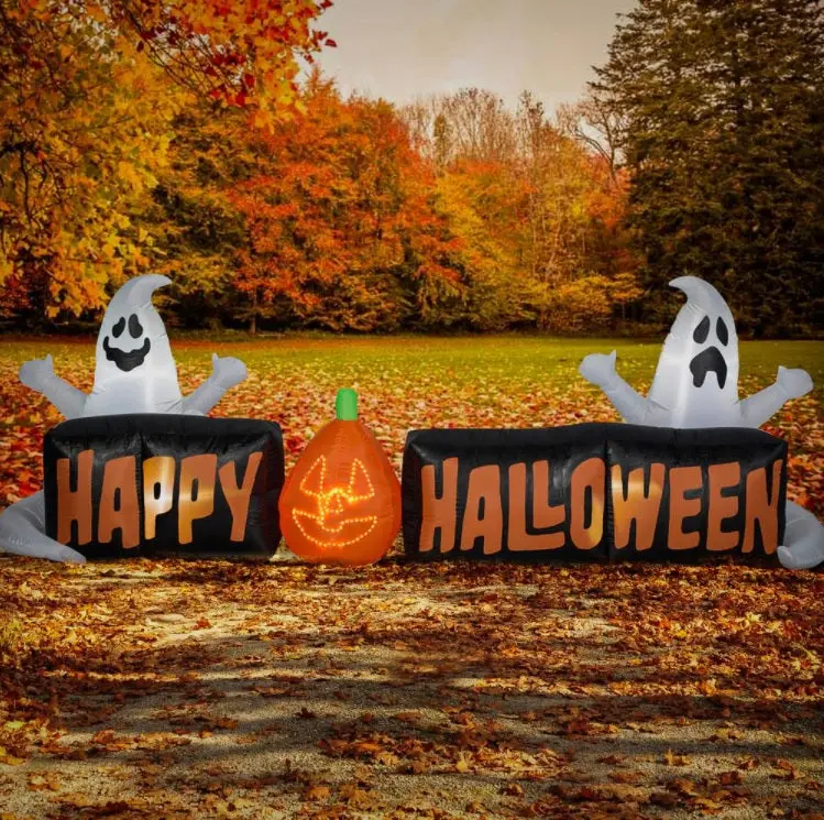 Airblown® Happy Halloween Inflatable Sign With Ghosts 1