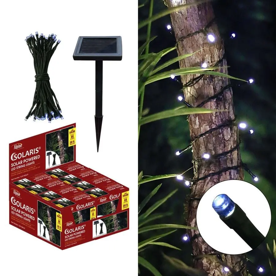 Solaris® Solar Powered String Of 60 White Led Lights 1