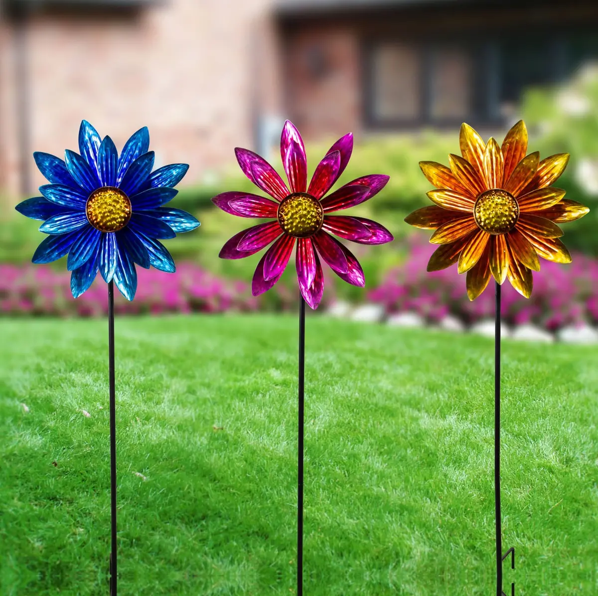 Floral Wind Spinner Garden Stake 1