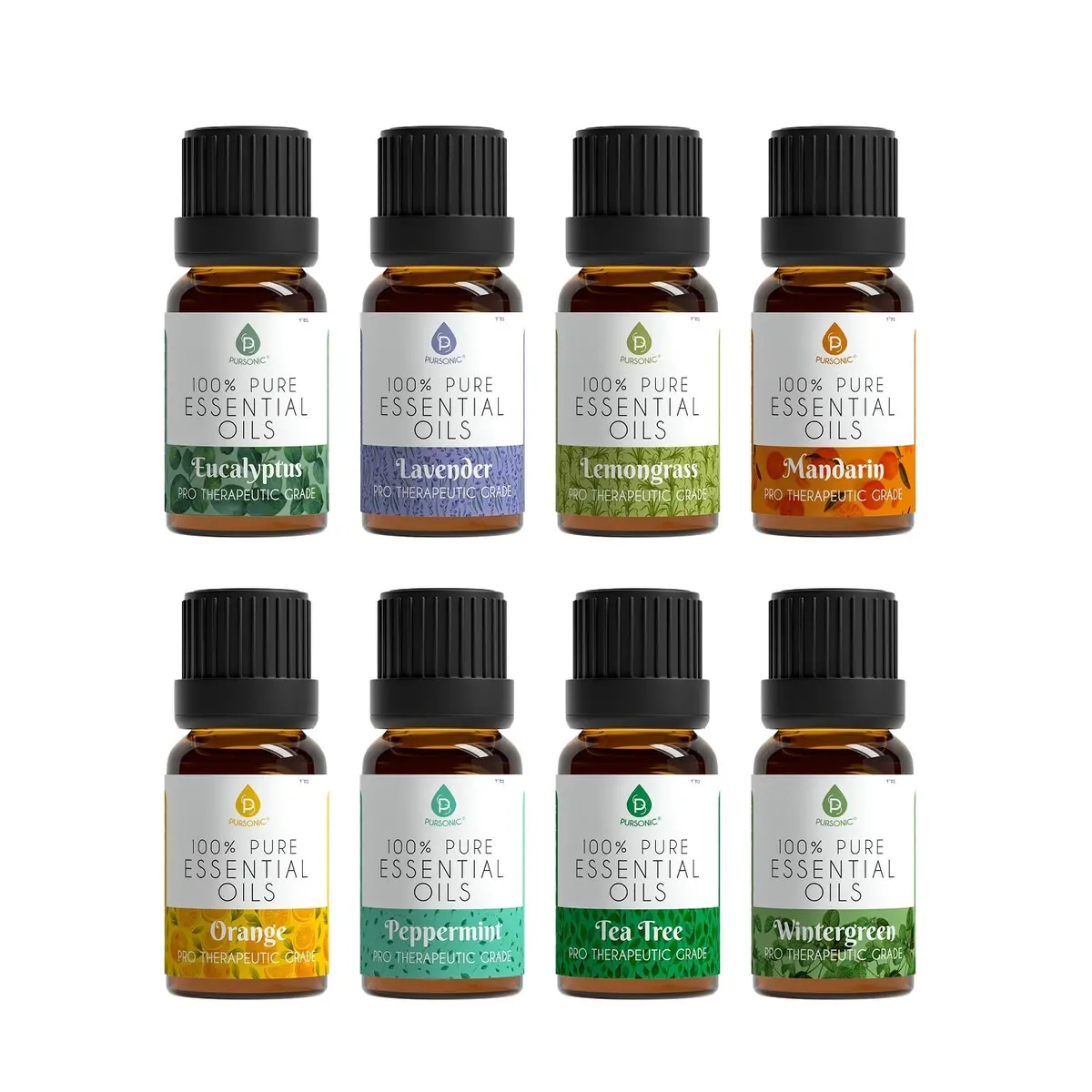 Pursonic 8 Pack Of 100% Pure Essential Aromatherapy Oils 1