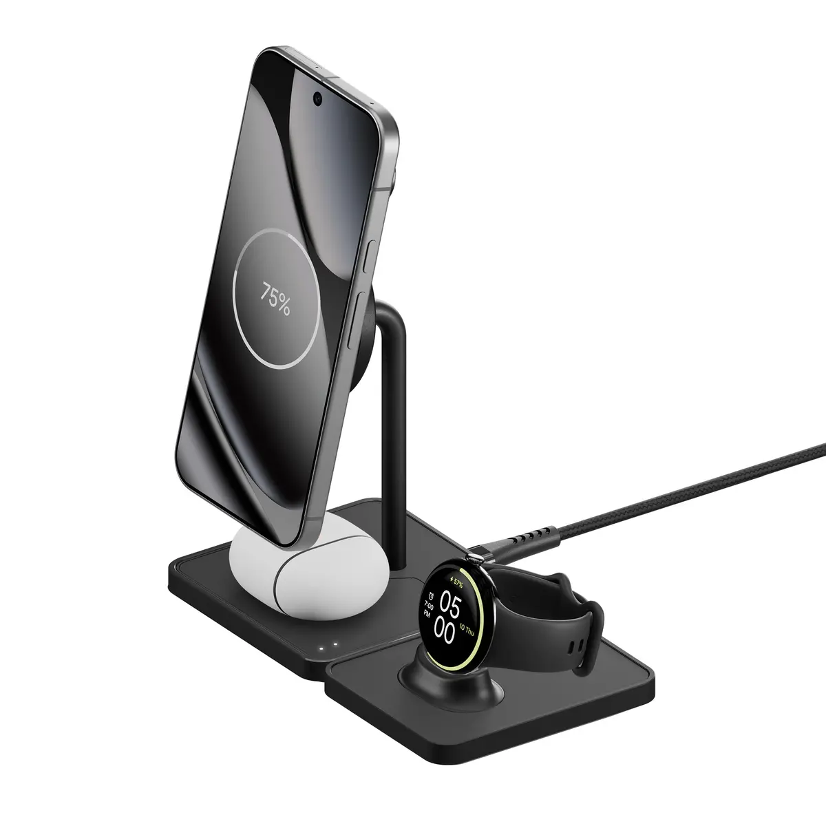 Wireless Charging Stand And Pixel Watch Charger - Matte Black 1