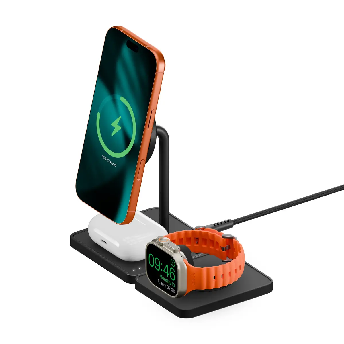 Wireless Charging Stand And Apple Watch Charger - Matte Black 1