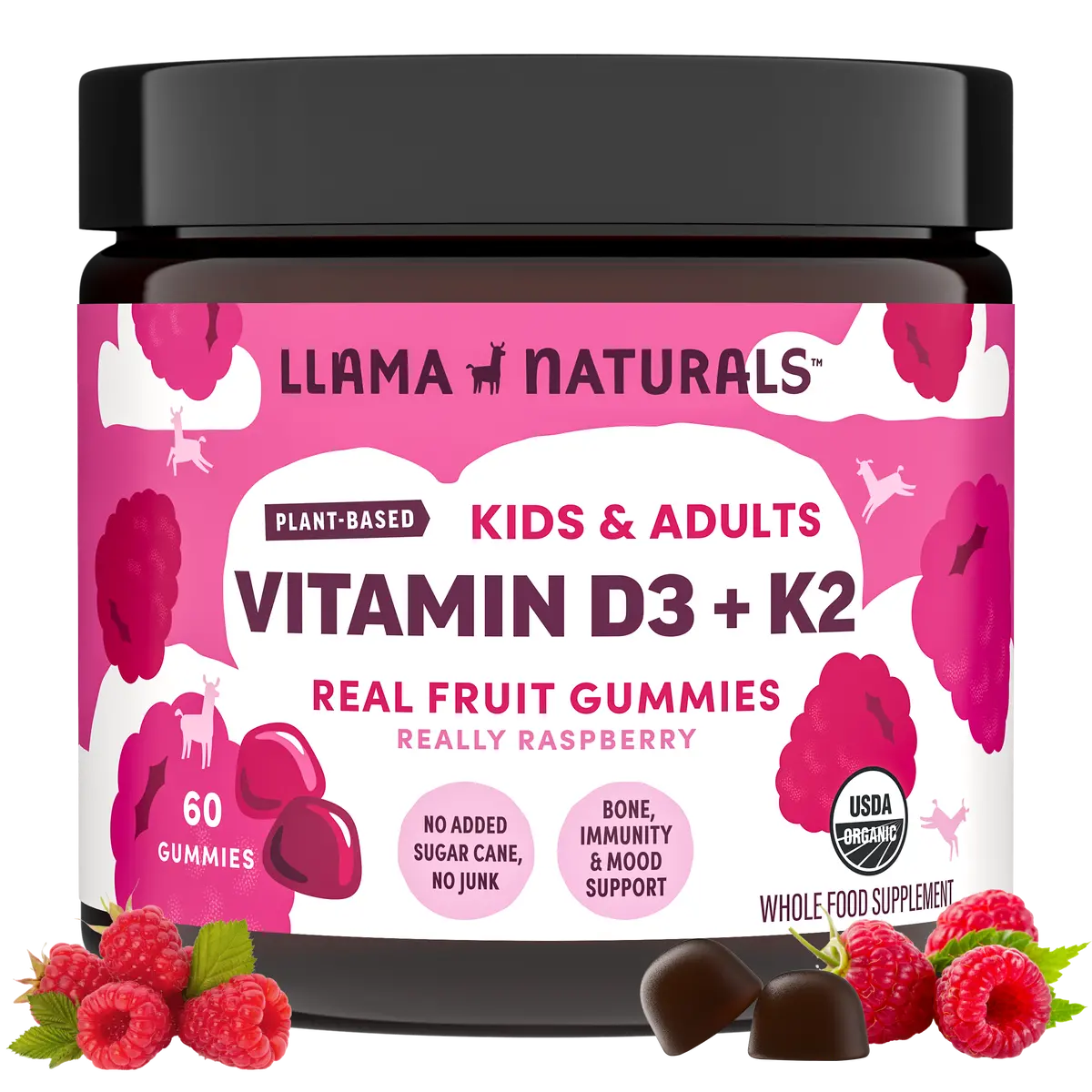 Llama Naturals Organic Vitamin D3 - Raspberry Gummies 1