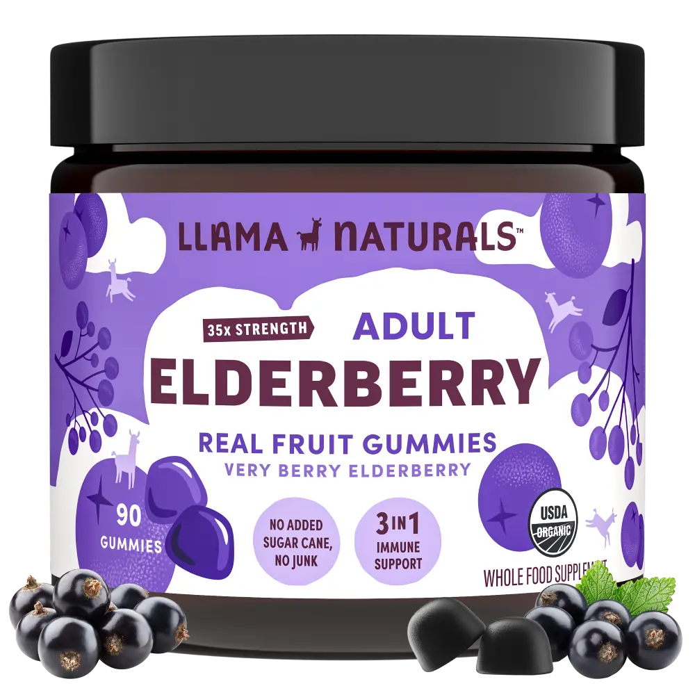 Llama Naturals Organic Adult Vitamins - Elderberry Immunity Gummies 1