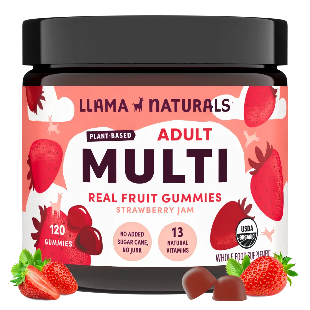 Llama Naturals Organic Adults Multivitamin - Strawberry Gummies 1