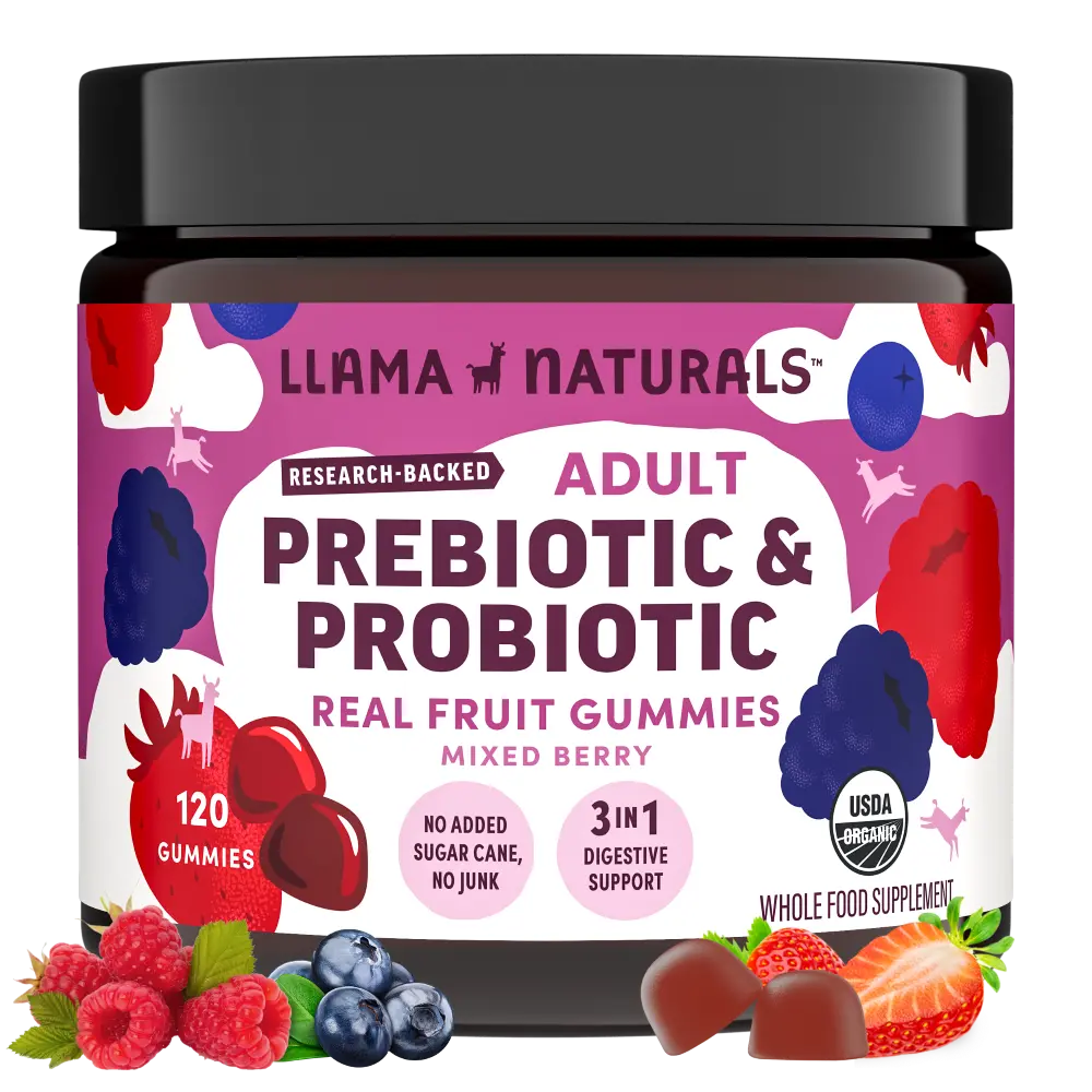 Llama Naturals Adult Prebiotic & Probiotic Gummies, Mixed Berry (120 Ct) 1