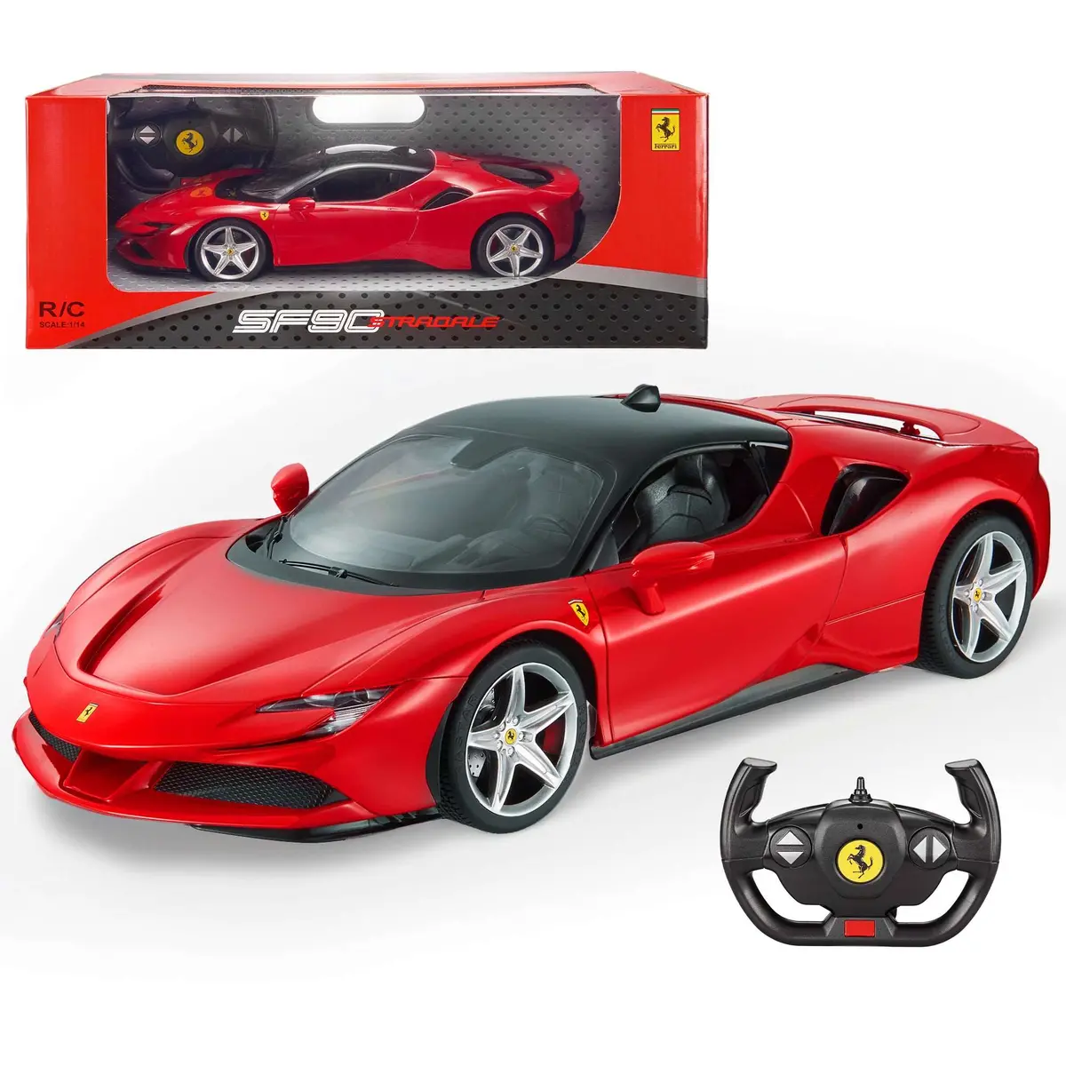 Ferrari Sf90 Stradale Rc Car 1/14 Scale Licensed Remote Control Toy Car With Working Lights, Rastar 1