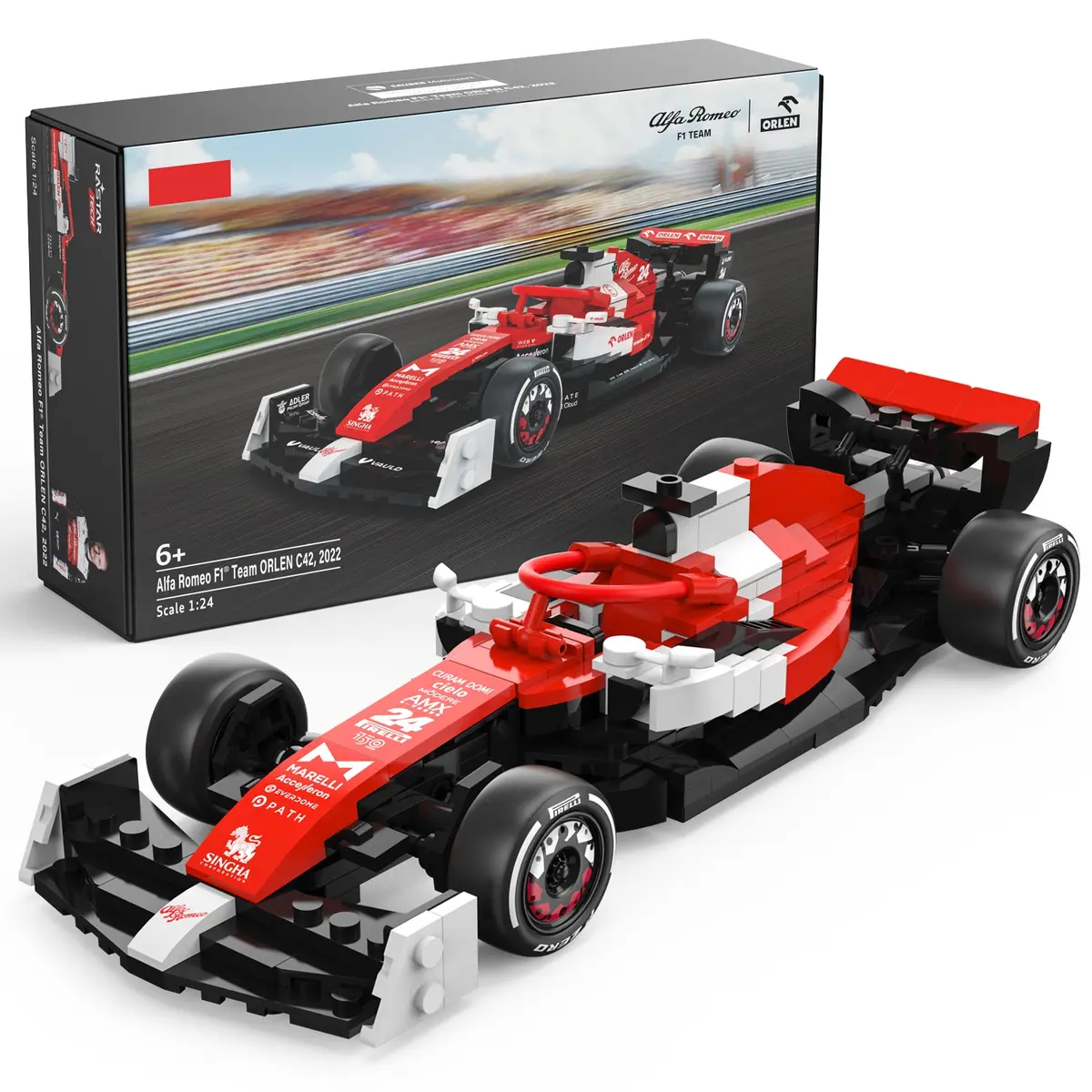 Alfa Remeo F1 C42 1/24 Race Car Model Building Bricks Kit, 340Pcs 1