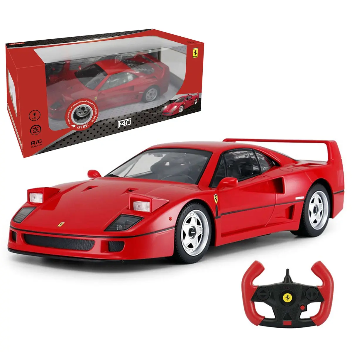 Ferrari F40 Rc Car 1/14 Scale Licensed Remote Control Toy Car With Pop-Up Headlights By Rastar 1