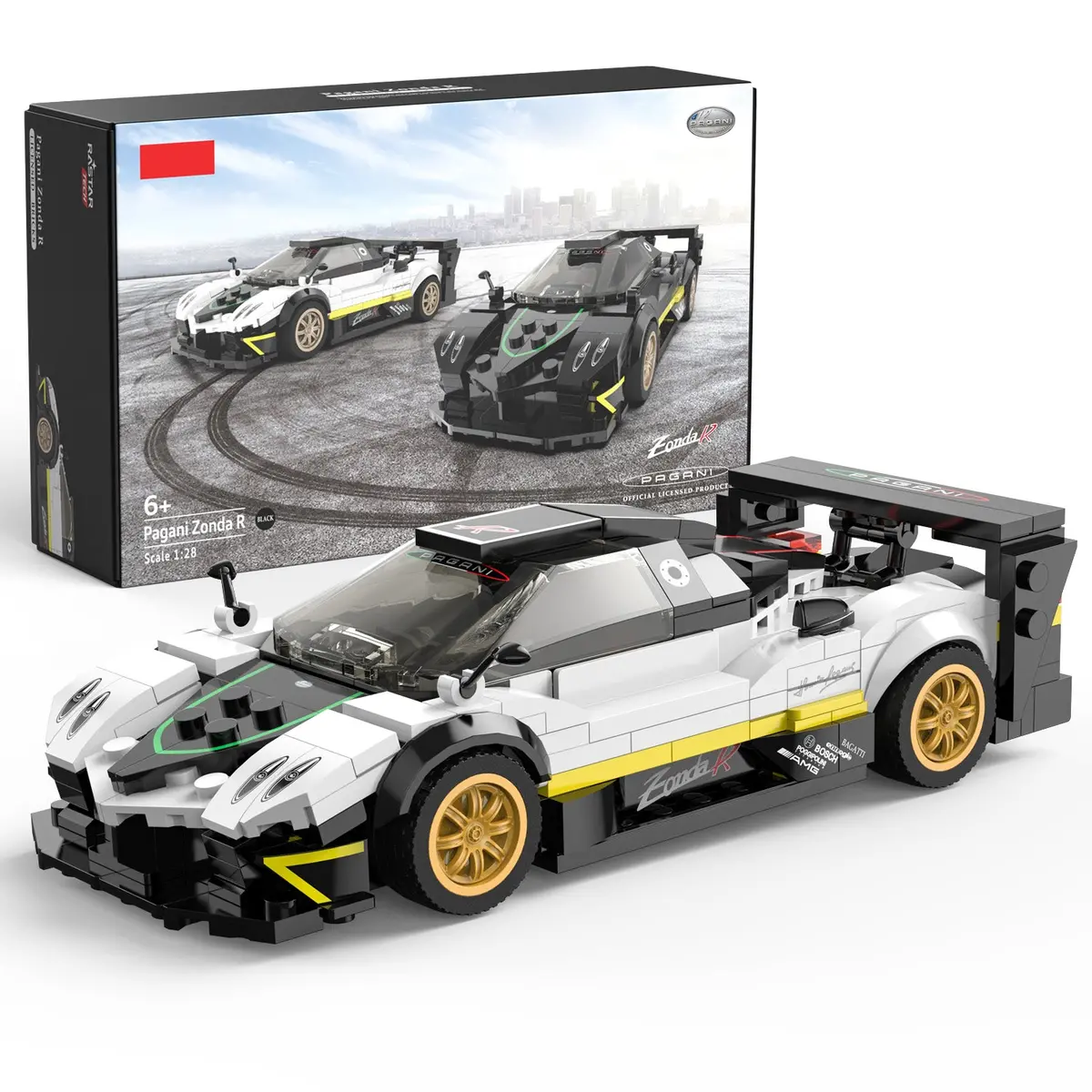 Pagani Zonda R 1/28 Scale Model Building Bricks Kit, 387Pcs 2