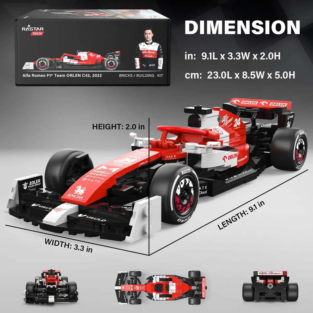 Alfa Remeo F1 C42 1/24 Race Car Model Building Bricks Kit, 340Pcs 2