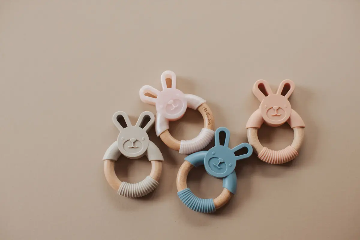 Three Hearts Bunny Ear Teether -  Cute Baby Shower Gift 1