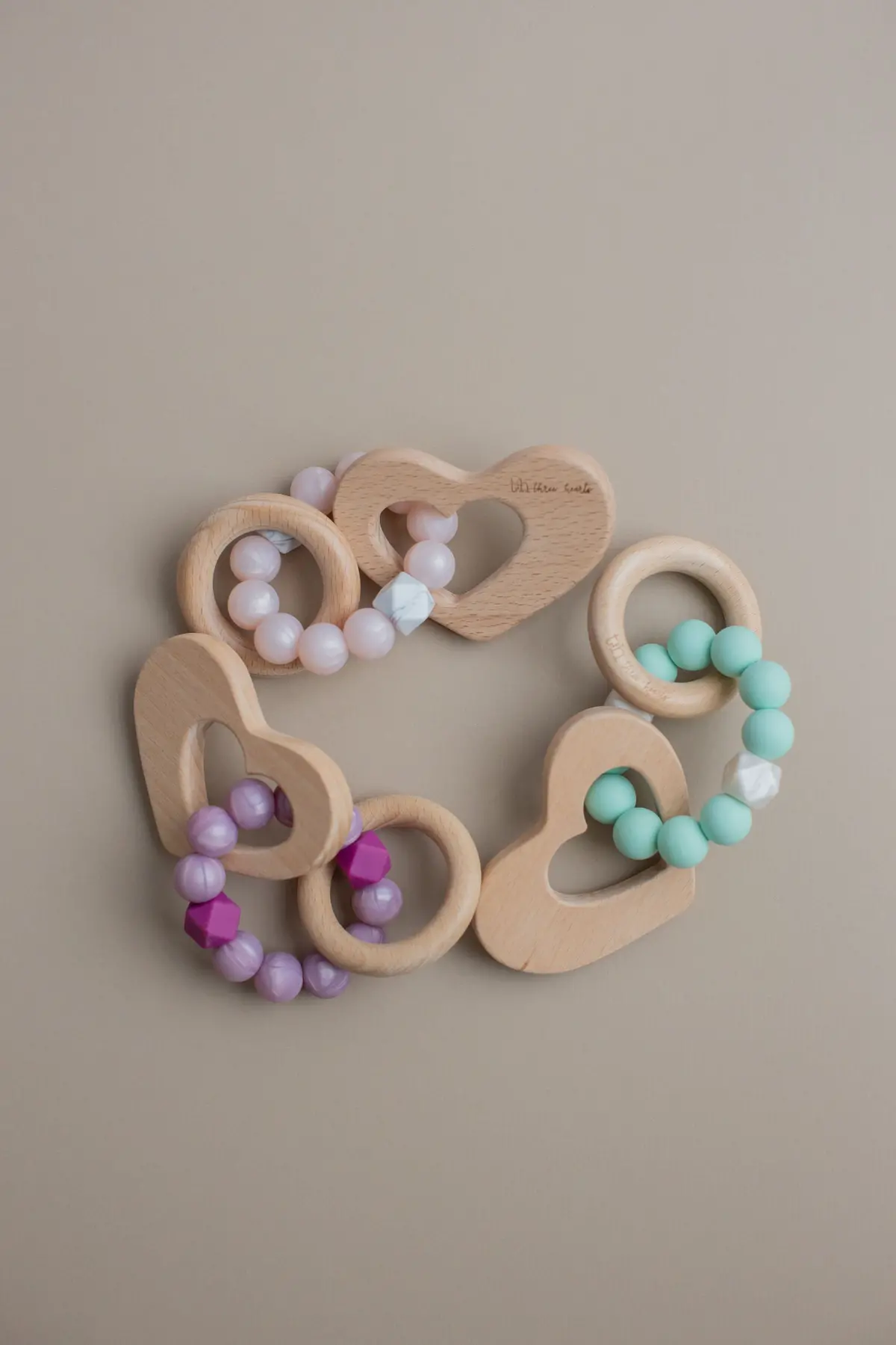 Three Hearts Heart Rattle - Natural Beech Wood 1