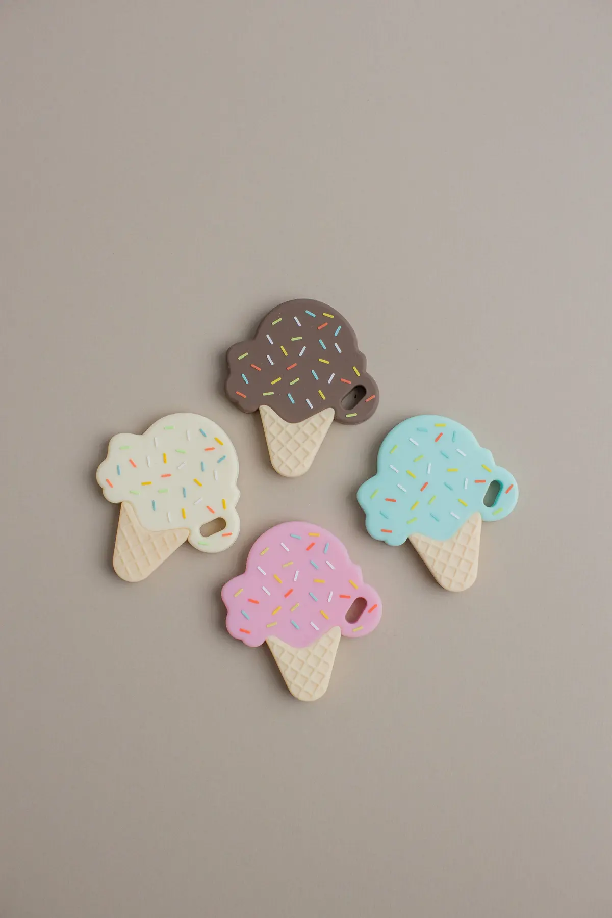 Three Hearts Ice Cream Silicone Teether - Bpa Free Silicone 1