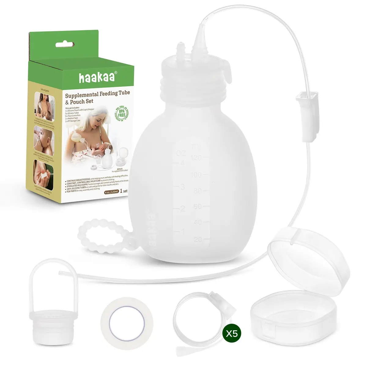 Haakaa Supplemental Feeding Tube & Pouch Set 1