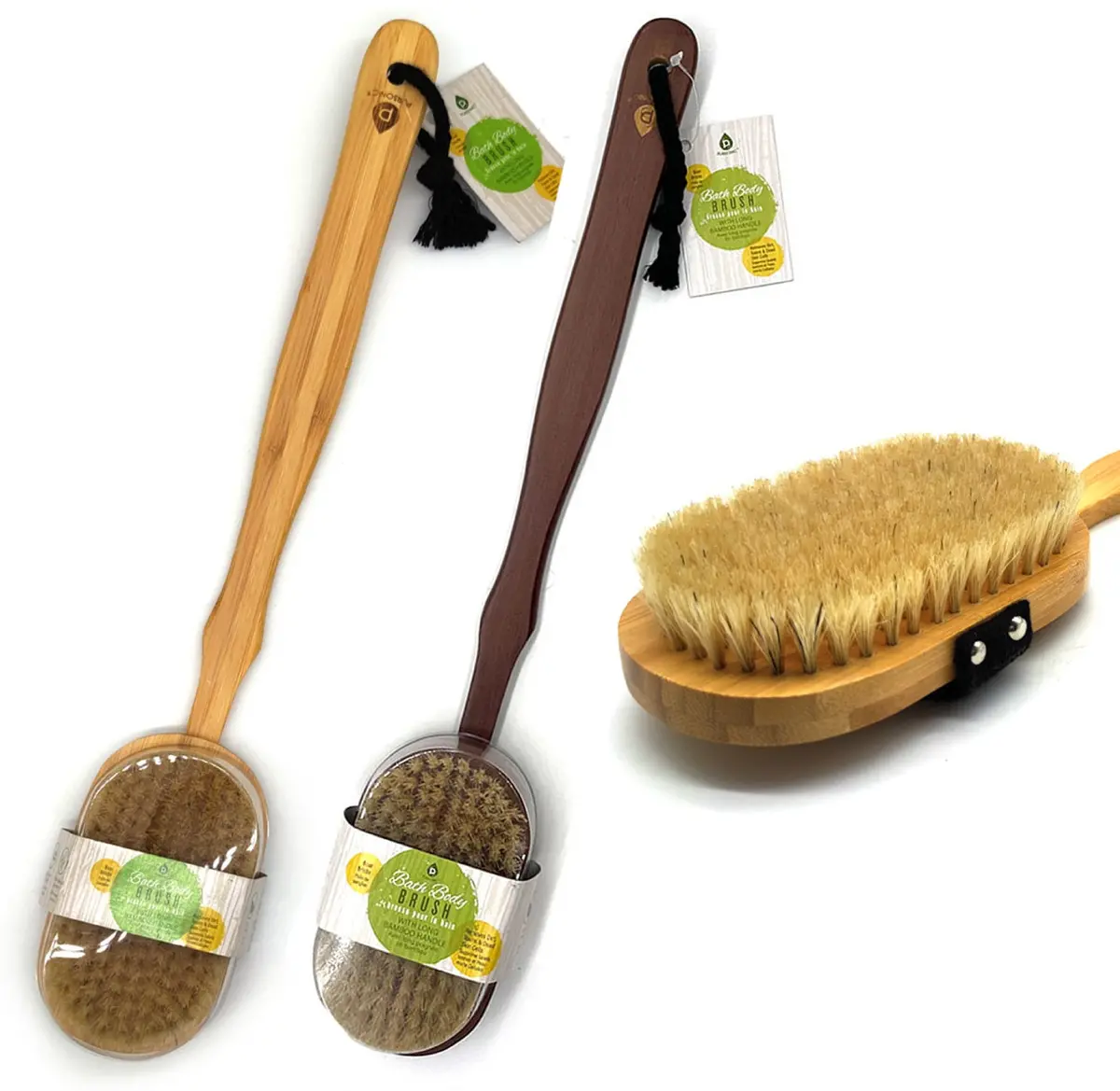 Pursonic Bath Body Brush With Long Bamboo Handle 1
