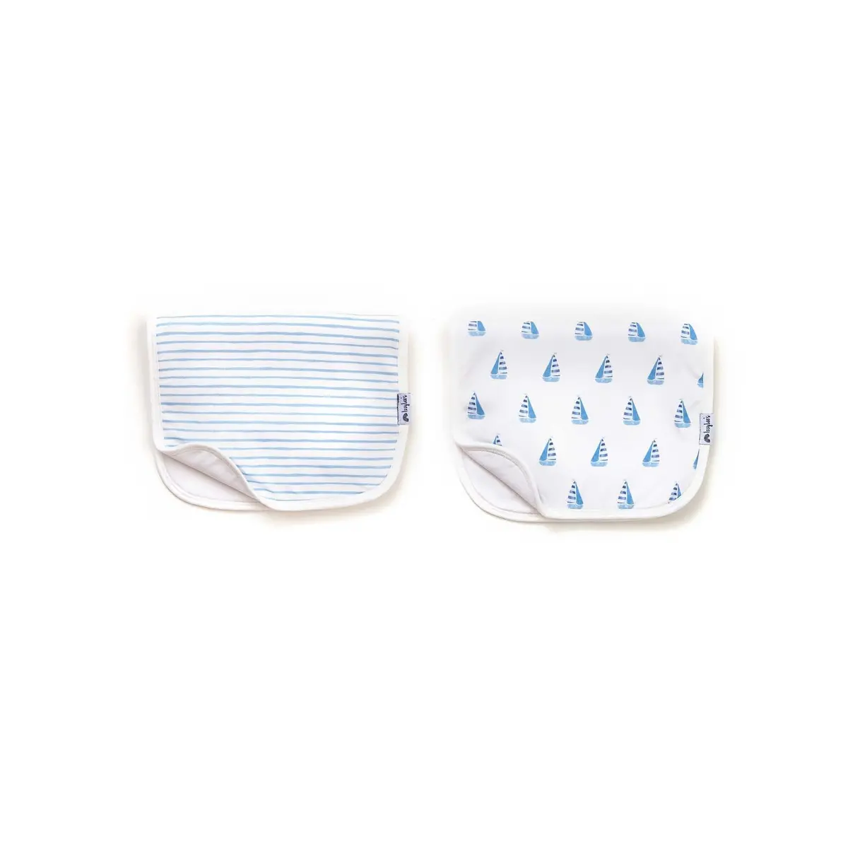 Izzylee's Sky Blue Stripe And Cape Cod Sails Organic Burp Cloth Set 1