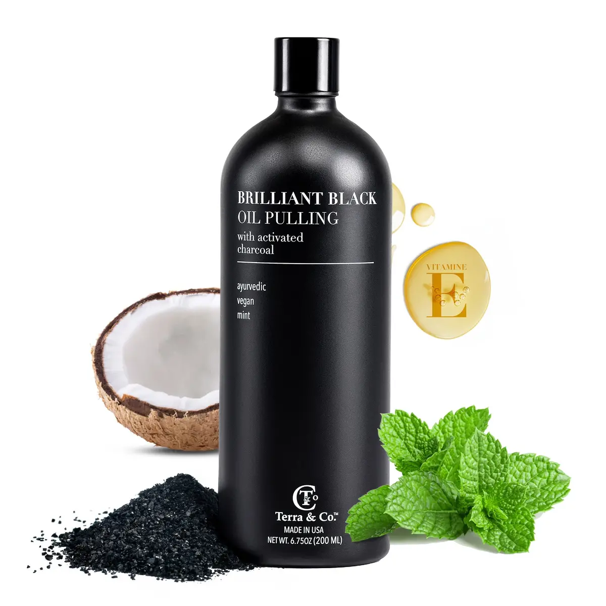 Terra & Co. Brilliant Black® Oil Pulling – Ayurvedic Mouthwash For Teeth Whitening, Detox & Gum Health 1