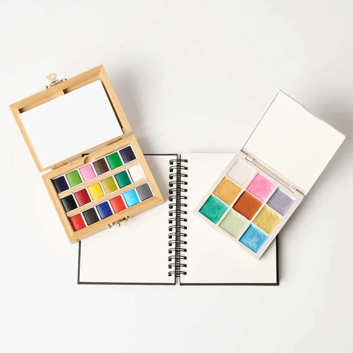Elseware Unplug Watercolor Essentials Bundle | Bamboo Case, Metallics, & Paper Pad 1
