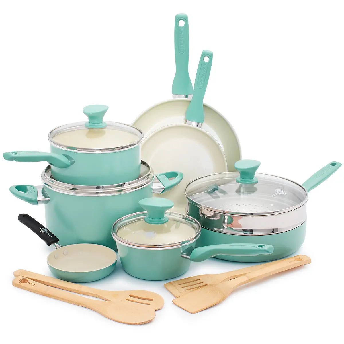 Rio Ceramic Nonstick 16-Piece Cookware Set | Turquoise 1