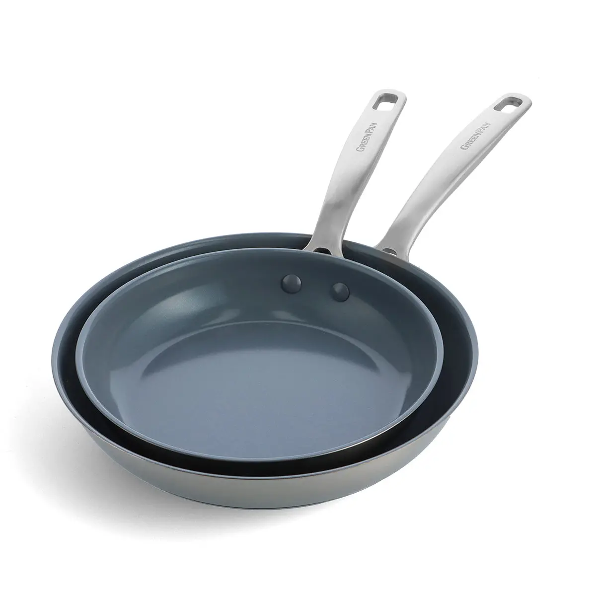 Treviso Ceramic Nonstick Stainless Steel 9.5" And 11" Frypan Set 1