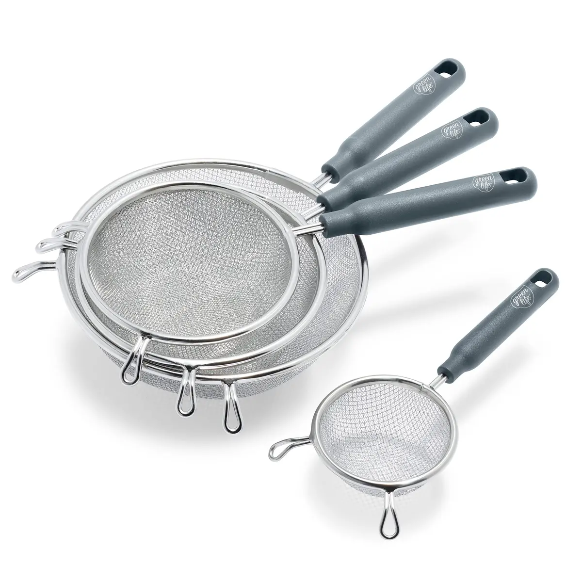 Greenlife Stainless Steel Mesh Strainers, Set Of 4 | Gray 1